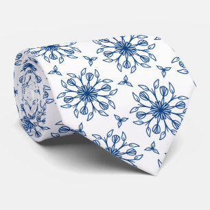 Blue Blume line art Neck Tie Krawatte