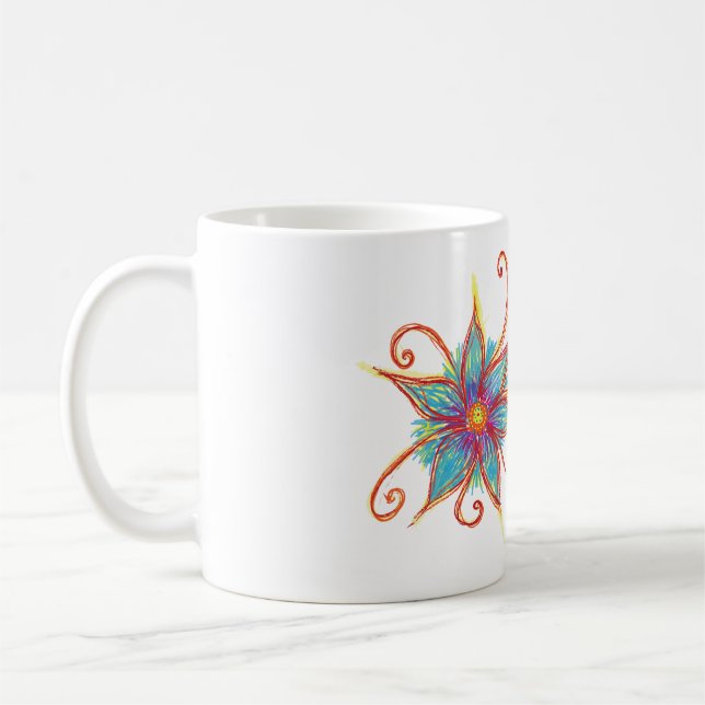 Blue Blume Mandala Personalisiert Kaffeetasse (Links)