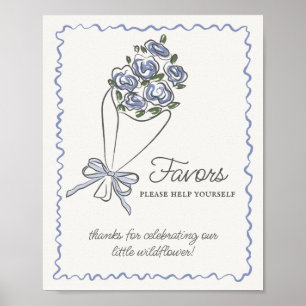 Blue Blume Market Frische Blumen Favoriten Zeichen Poster