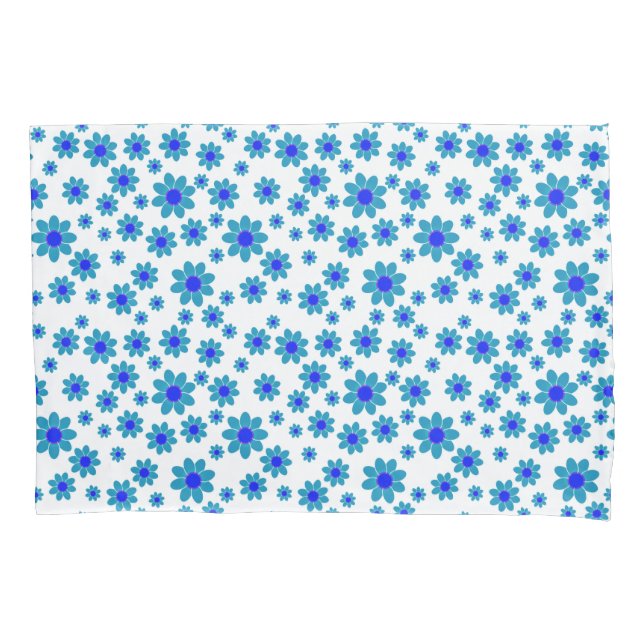 Blue Blume Motif | Daisy Pattern Kissenbezug (Vorderseite)