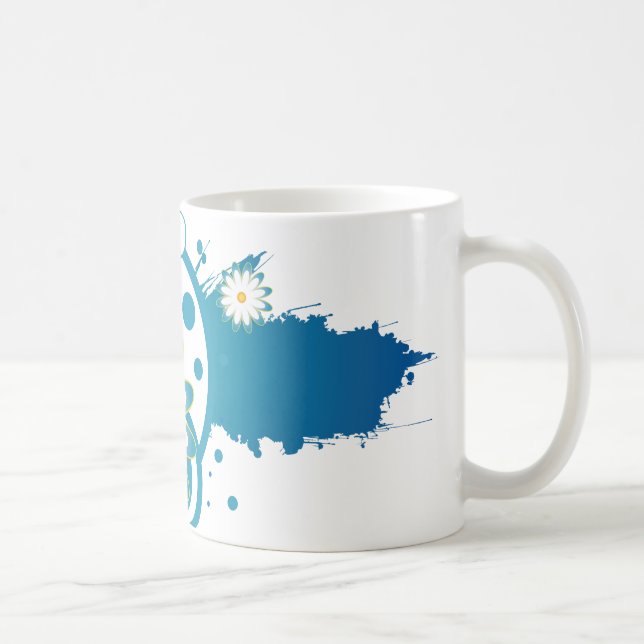 Blue Blume Paint Splash Tasse (Rechts)