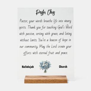 Blue Blume Pastor Bewertung Akryllische Beschriftu Acrylschild