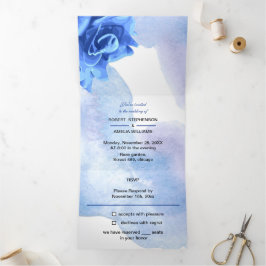 Blue Blume Personalisiert Wedding Dreifach Gefaltete Einladung