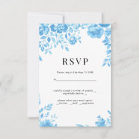 Blue Blume Retro Blumen Hochzeit RSVP