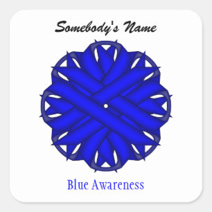 Blue Blume Ribbon von Kenneth Yoncich Quadratischer Aufkleber