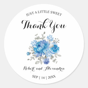 Blue Blume Sweet Leckerei Wedding Danke Runder Aufkleber