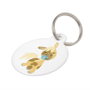 Blue Blume und Niedlicher Cartoon Pony Dog Tag Haustiermarke