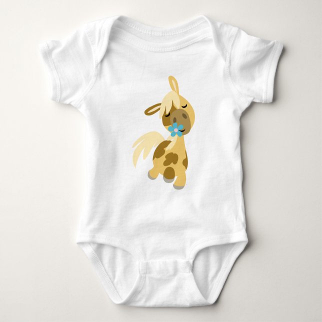 Blue Blume und Pony Baby Strampler (Vorderseite)