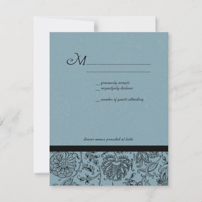 Blue Blume Wallpaper Wedding RSVP Cards (Vorderseite)