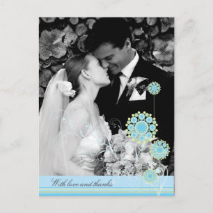 Blue Blume Wirbel Hochzeit Dankeschön Foto Postkarte