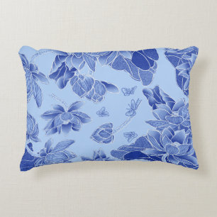 Blue Blumen Lotus Mandala Water lia Chinoiserie Dekokissen