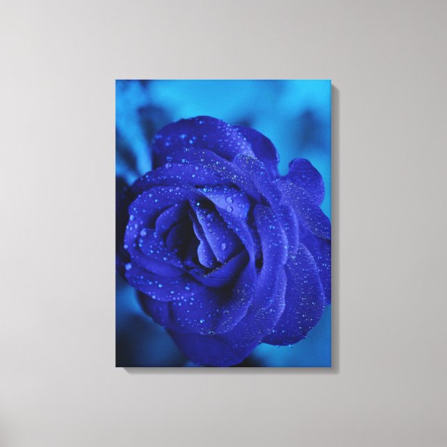 Blue Blumen Stretched Canvas Print Leinwanddruck (Vorderseite)