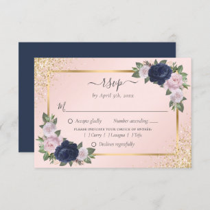 Blue Blush Gold Hochzeit RSVP Meal Choice