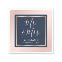 Blue Blush Gold Mr. and Mrs. Wedding