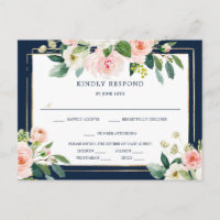 Blue Blush Hochzeitssonne RSVP Postcard