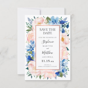 Blue Blush Pink Rose Gold Wasserfarbenhochzeit Save The Date