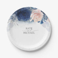 Blue Blush Watercolor Blume Elegante Hochzeit