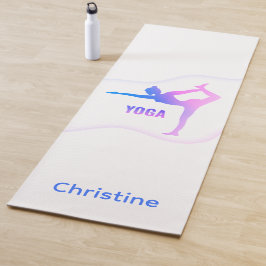 Blue-Blush-White Yoga Pose und Individuelle Name Yogamatte