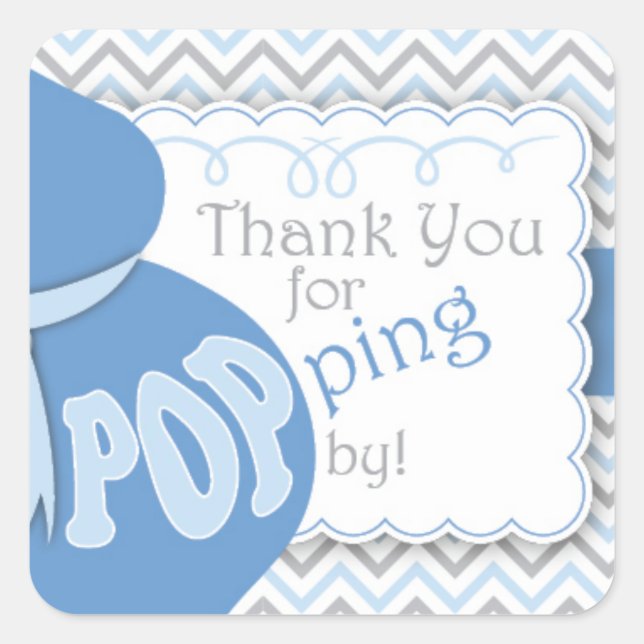 Blue Bly Bump Baby Dusche Pflegeaufkleber Quadratischer Aufkleber (Vorderseite)