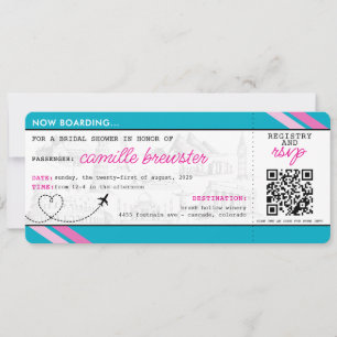 Blue Boarding Pass Brautparty Einladung