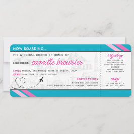 Blue Boarding Pass Brautparty Einladung