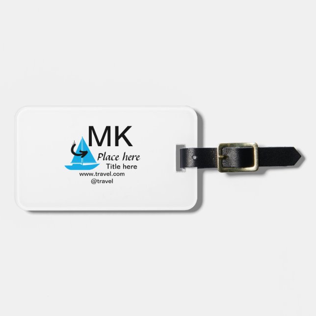 Blue boat Black Pfeil travel Agent blog Website Gepäckanhänger (Vorderseite horizontal)