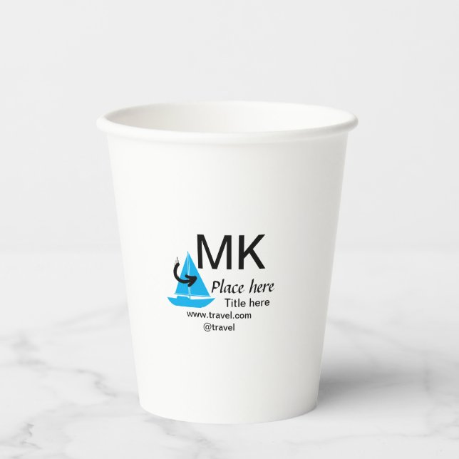 Blue boat Black Pfeil travel Agent blog Website Pappbecher (Vorderseite)