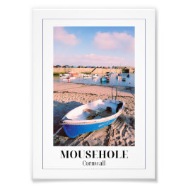 Blue Boat, Mousehole Harbour, Cornwall Fotodruck