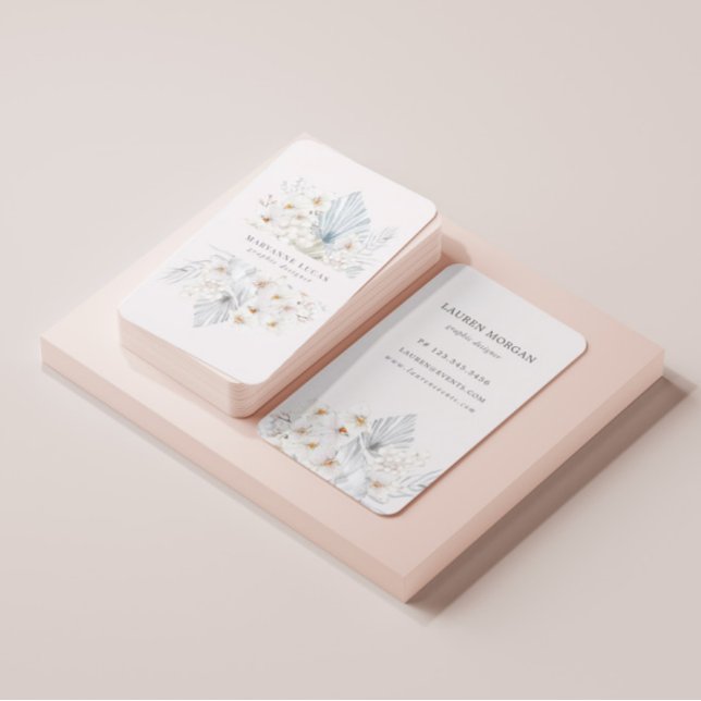 Blue Bohemisch Floral Business Card Visitenkarte (Von Creator hochgeladen)