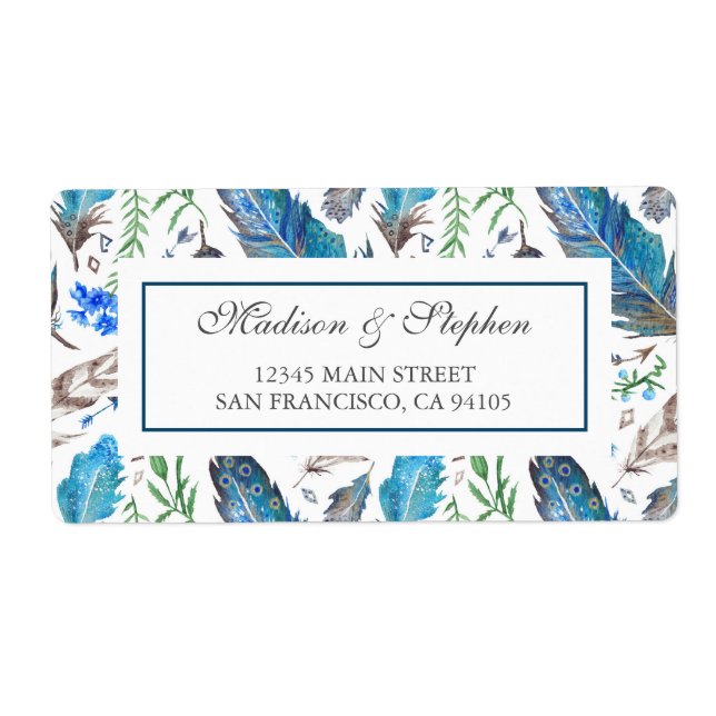 Blue Boho Aztec Watercolor - Hochzeit (Vorne)