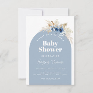 Blue Boho Baby Shower Invitation Einladung