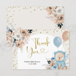 Blue Boho Bear Baby Dusche Danke Karte
