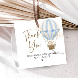 Blue Boho Bear Baby Shower Geschenkanhänger