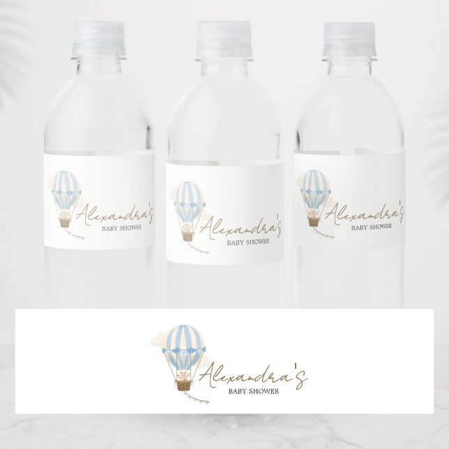 Blue Boho Bear Baby Shower  Wasserflaschenetikett (Oh Baby Bear Baby Shower Bottle Label)