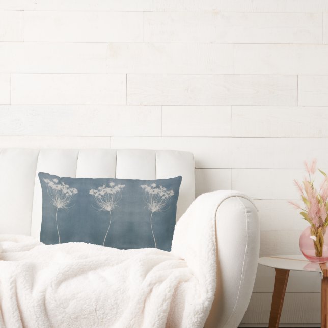 Blue Boho Blume Lumbar Pillow Lendenkissen (Liege)