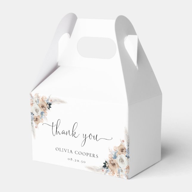 Blue Boho Blumenjungen Dusche Gefälligkeitsbox Geschenkschachtel (Vorderseite)