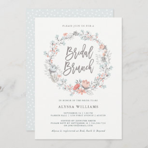 Blue Boho Botanical Bridal Brunch Einladung