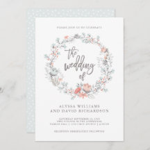 Blue Boho Botanical Wedding Einladung