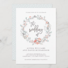 Blue Boho Botanical Wedding Einladung