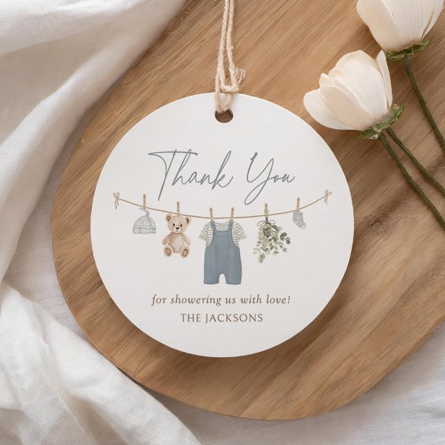 Blue Boho Boy Baby Clothes Baby Shower Geschenkanhänger (Von Creator hochgeladen)