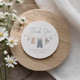 Blue Boho Boy Baby Clothes Baby Shower Runder Aufkleber