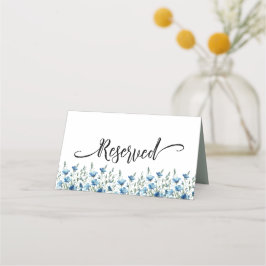 Blue Boho Chic Wildblumen Einfache Hochzeit reserv Platzkarte