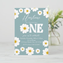 Blue Boho Daisy One Girl's first Birthday
