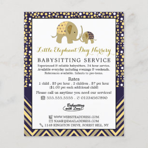 Blue Boho Elephant, Babysitter, Tagesbetreuung, Ki Flyer