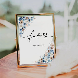 Blue Boho Favors Sign Sockelschild