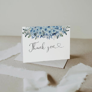 Blue Boho Floral Baby Dusche Danke Karte