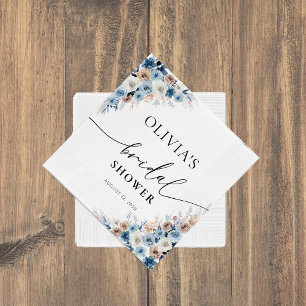 Blue Boho Floral Brautparty Napkin Serviette
