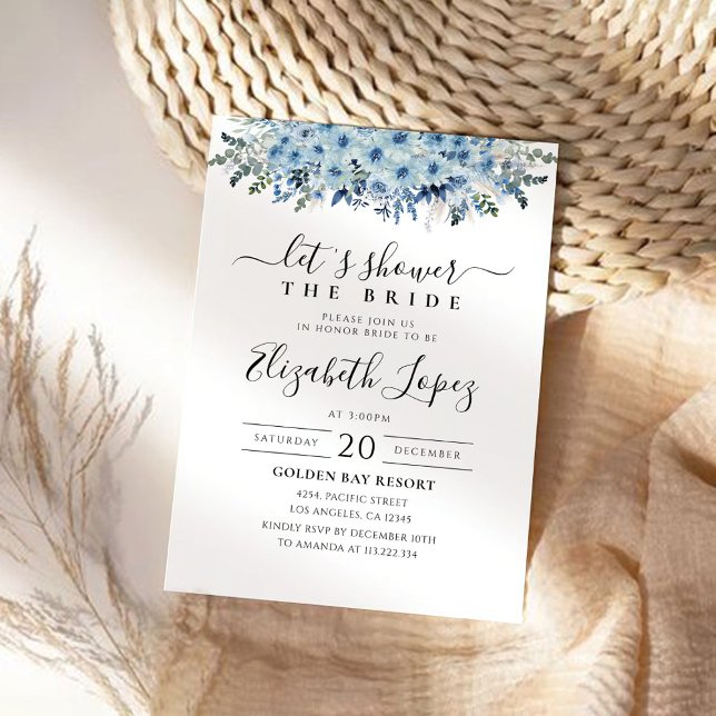 Blue Boho Floral Bridal Dusche Einladung (Von Creator hochgeladen)