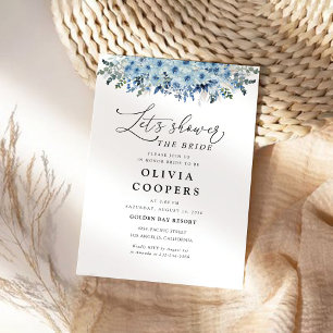 Blue Boho Floral Bridal Dusche Einladung