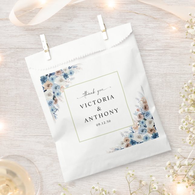 Blue Boho Floral Gastgeschenk Hochzeit Bag Geschenktütchen (Ausgeschnitten)